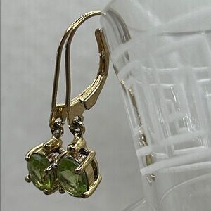 Peridot 925 Vermeil Dangle Earrings Women’s Lever back Green Faceted Oval